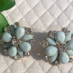 Beautiful soft blue flower earrings with sparkle ✨